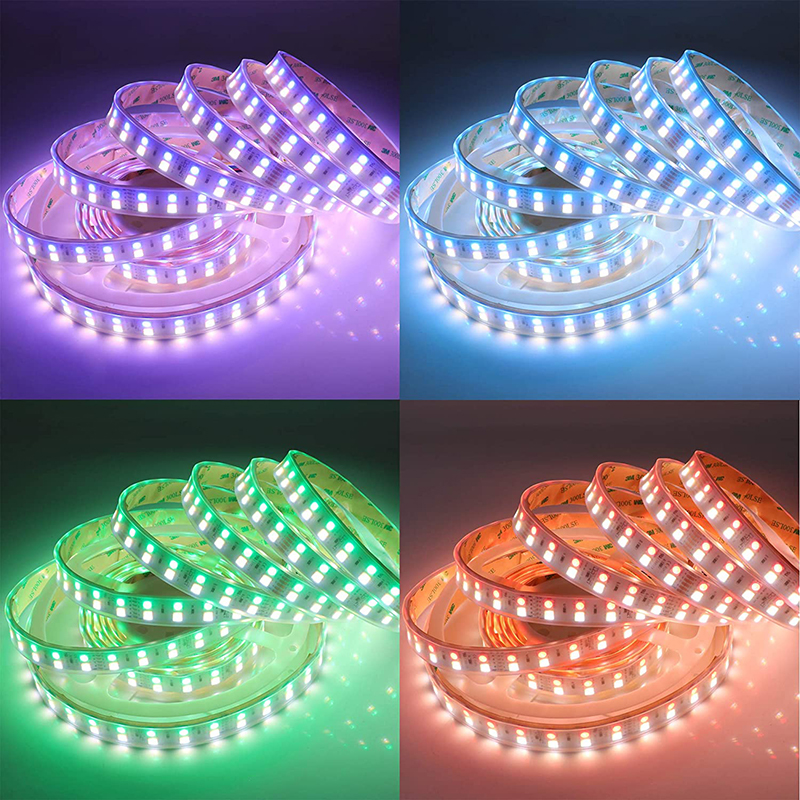 DC24V RGB+CCT Double Row LED Light Strips Color Changing Lighting 16.4ft DC24V RGB+CCT Double Row LED Light Strips Color Changing Lighting 16.4ft
